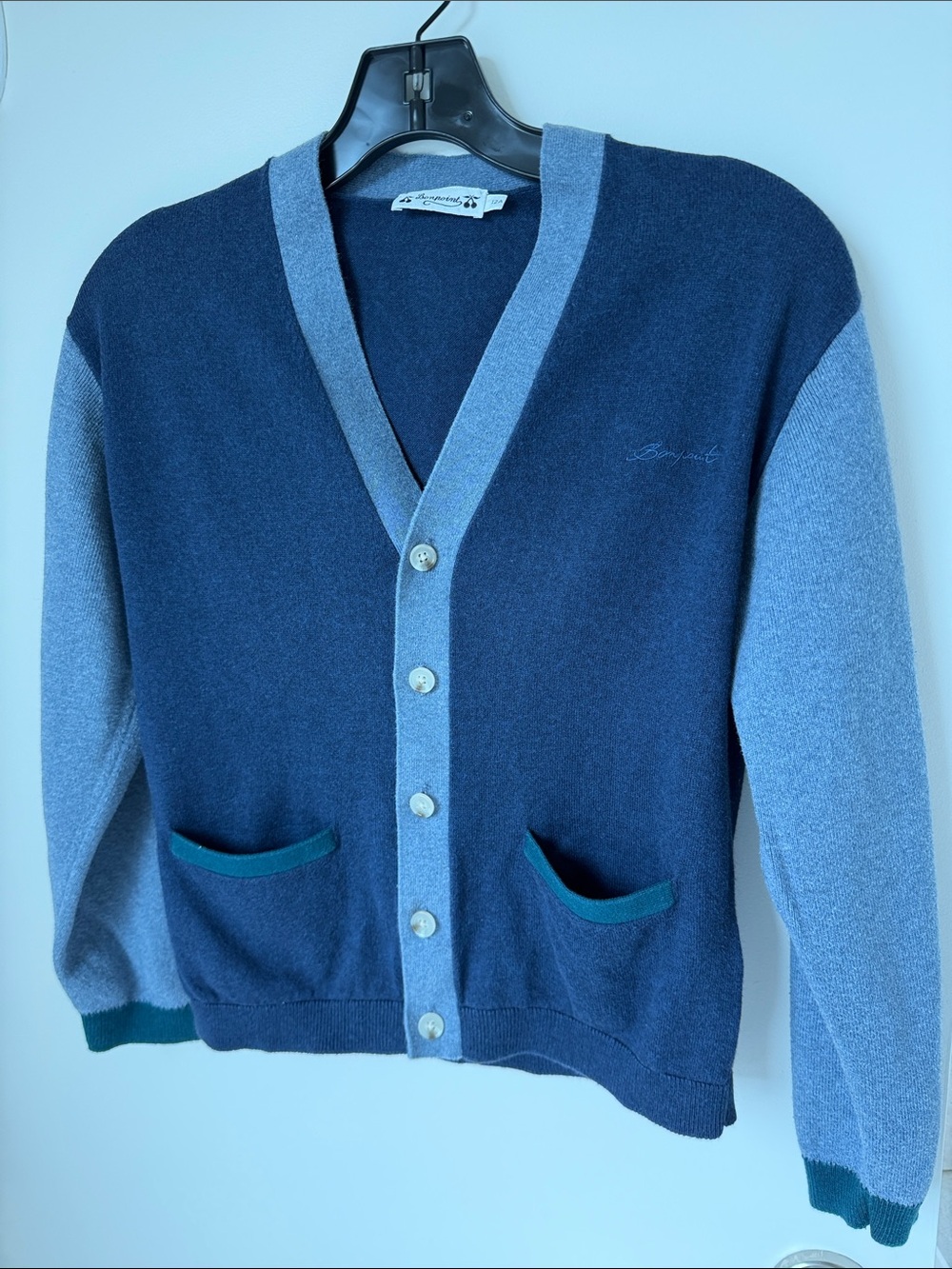 Bonpoint Two-Tone Navy and Light Blue Boys,Juniors Cardigan Size 12 A. 10-12 y.o